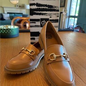 DV by Dolce Vita Camel Loafers with Gold Buckle